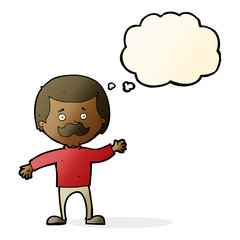 cartoon dad waving with thought bubble