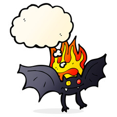 cartoon vampire bat with thought bubble