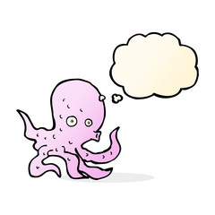 cartoon octopus with thought bubble