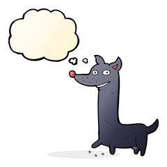 funny cartoon dog with thought bubble