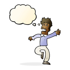 cartoon man panicking with thought bubble
