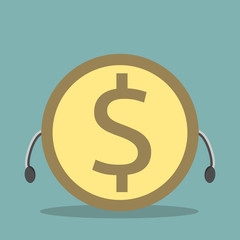 Dollar coin character standing