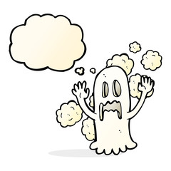 cartoon spooky ghost with thought bubble
