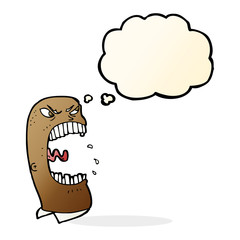 cartoon furious man shouting with thought bubble