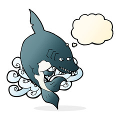 funny cartoon shark with thought bubble