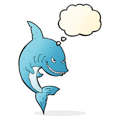 funny cartoon shark with thought bubble