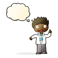 cartoon man with idea with thought bubble