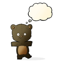 cartoon cute black bear with thought bubble