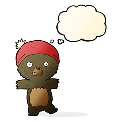 cartoon cute black bear with thought bubble
