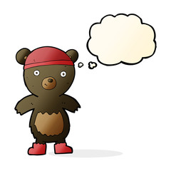 cartoon cute black bear with thought bubble