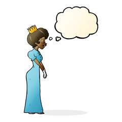 cartoon princess with thought bubble