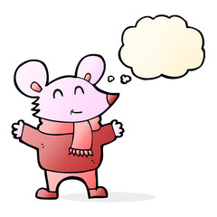 cartoon mouse with thought bubble