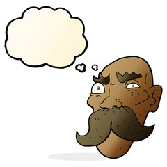 cartoon angry old man with thought bubble