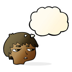 cartoon annoyed boy with thought bubble