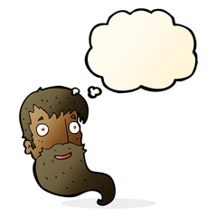 cartoon bearded man with thought bubble