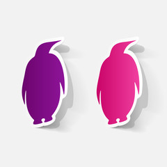 Paper clipped sticker: Penguin label