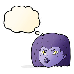 cartoon vampire face with thought bubble