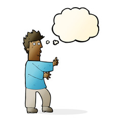 Fototapeta premium cartoon nervous man waving with thought bubble