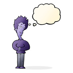 cartoon vampire with thought bubble