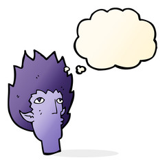 cartoon vampire face with thought bubble