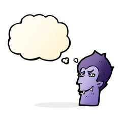 cartoon vampire face with thought bubble
