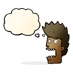 cartoon terrified man with thought bubble