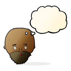 cartoon shocked man with beard with thought bubble