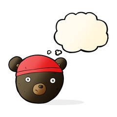 cartoon black bear face with thought bubble