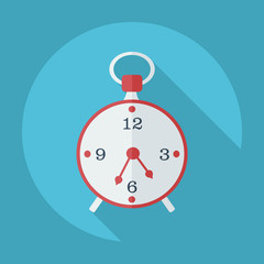 Flat modern design with shadow icon old alarm clock