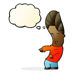 cartoon man with no worries with thought bubble