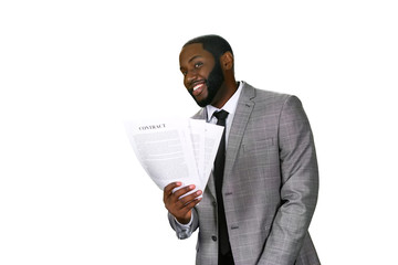 Businessman's new contract. 