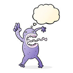 cartoon crazy frog with thought bubble