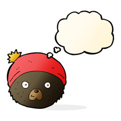 cartoon teddy bear face with thought bubble