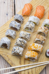 sushi plate flat lay