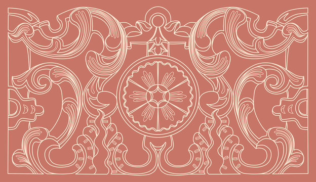 Vintage baroque geometry floral ornament.