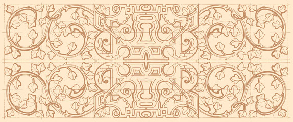 Vintage baroque geometry floral ornament.