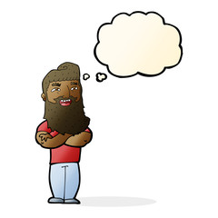 cartoon proud man with thought bubble