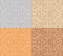 Vintage baroque damask floral ornament set.