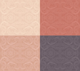 Vintage baroque damask floral ornament set.