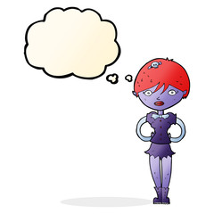 cartoon pretty vampire girl with thought bubble