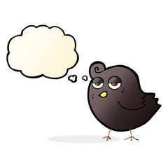 cartoon bird with thought bubble