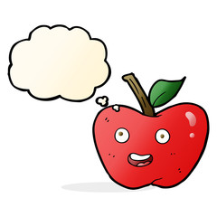 cartoon apple with thought bubble