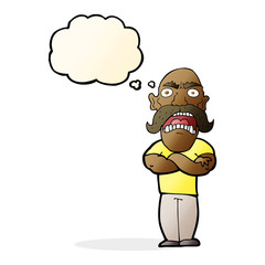 cartoon angry man with thought bubble