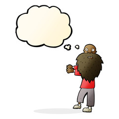 cartoon bearded old man with thought bubble