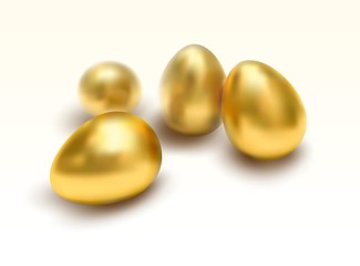 Golden eggs, vector illustration.