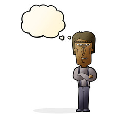 cartoon angry man with thought bubble