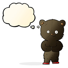 cartoon teddy black bear cub with thought bubble