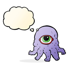 cartoon alien head with thought bubble