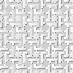 Vector damask seamless 3D paper art pattern background 005 Star Spiral Cross
