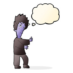 cartoon vampire with thought bubble